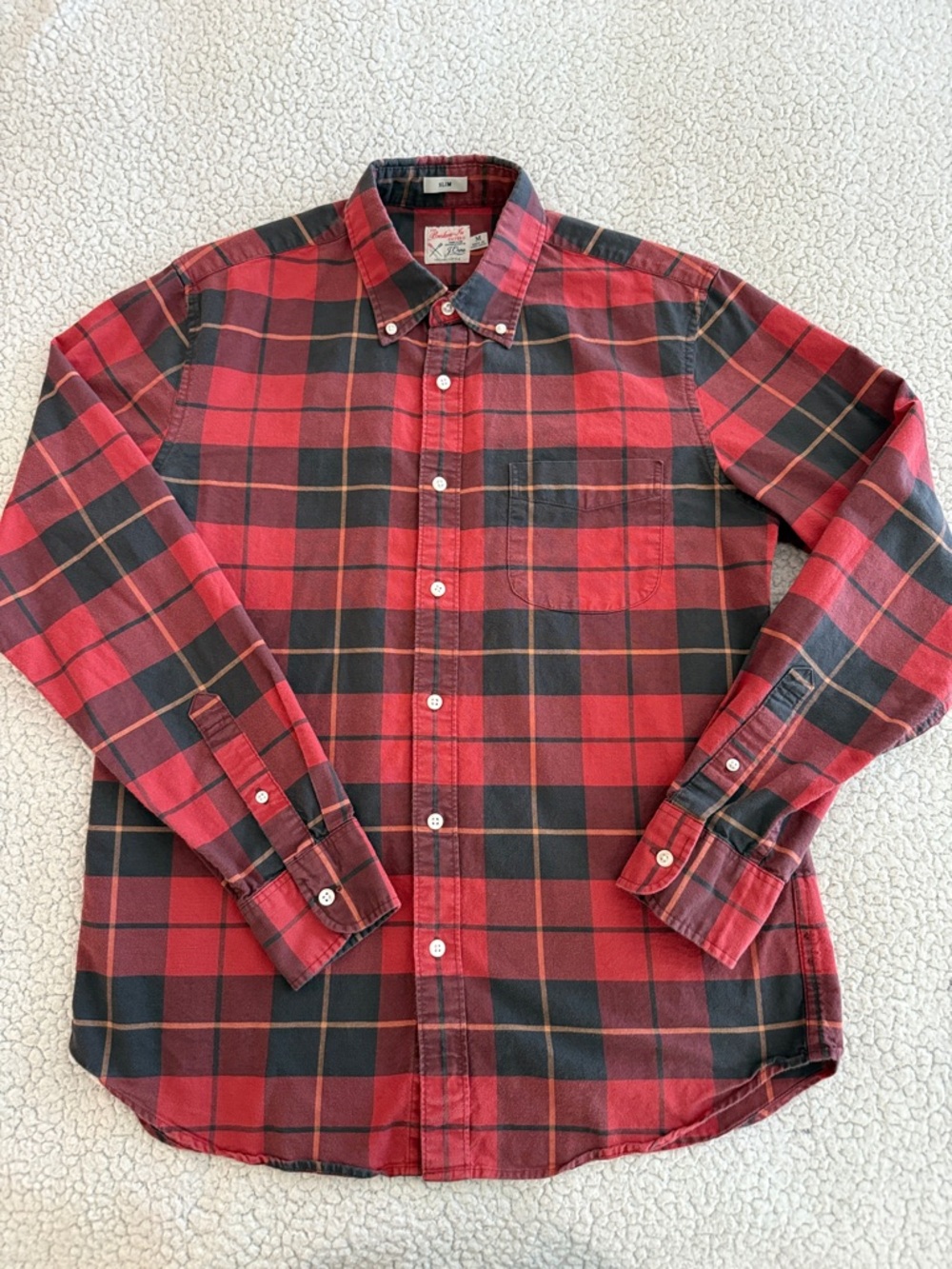 Red & Black Plaid Button-Down Men's Shirt